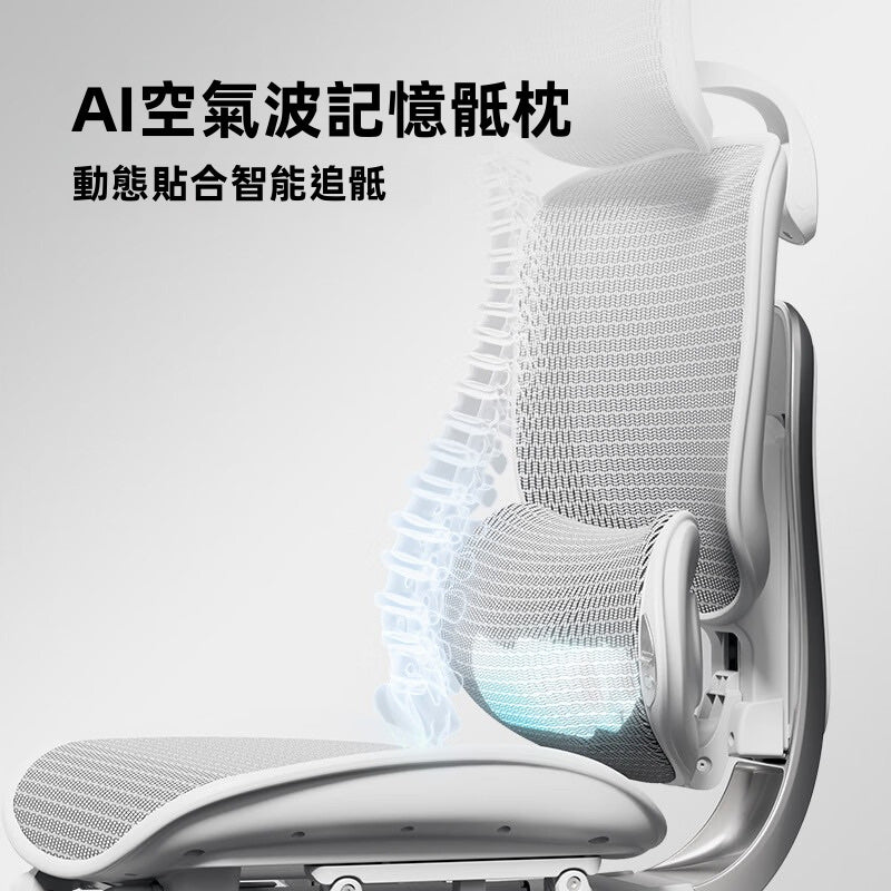 AI 氣囊護腰，隨坐姿調整